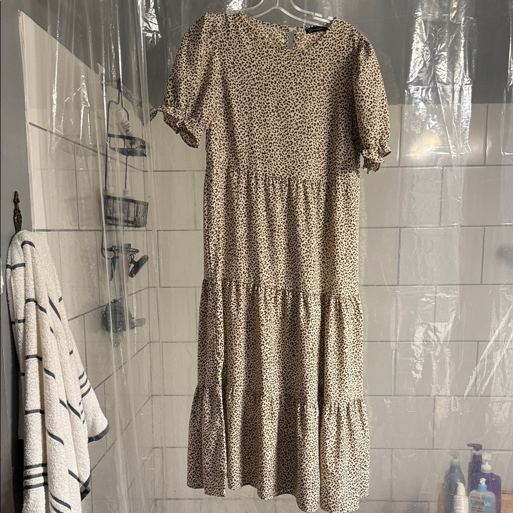 Elegant Leopard Print Long Sleeve Dress